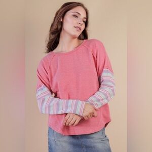 Pink Oversized Soft Textured Knit Top